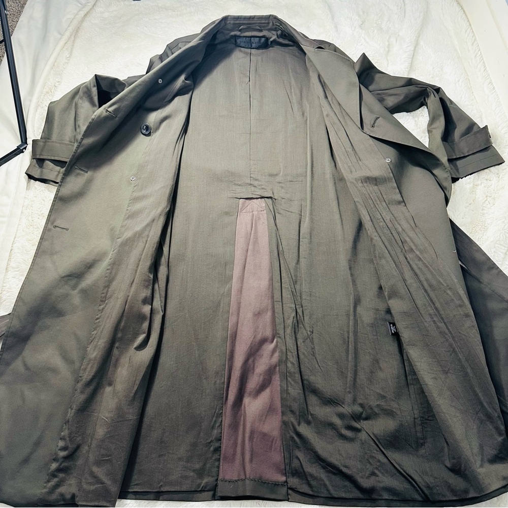 JENNI KAYNE Dark Loden Green Trench Coat XL Double Breasted Classic Fall capsule - Picture 12 of 12